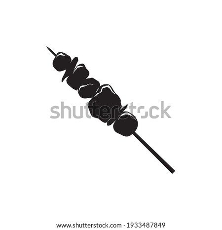 Shish kebab on skewers vector icon.