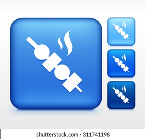 Shish Kebab Skewer Colorful Square Button