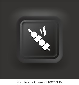 Shish Kebab Skewer on Black Square Button