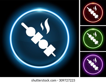 Shish Kebab Skewer on Glow Round Button