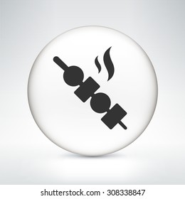 Shish Kebab Skewer on White Round Button