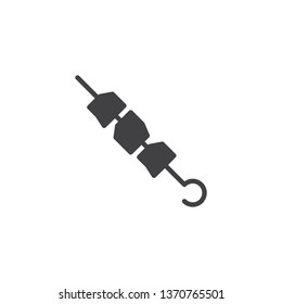 Shish kebab skewer vector icon. filled flat sign for mobile concept and web design. Barbeque stick glyph icon. Symbol, logo illustration. Pixel perfect vector graphics