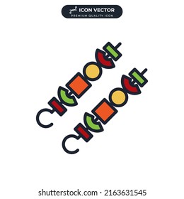 Shish kebab skewers icon symbol template for graphic and web design collection logo vector illustration