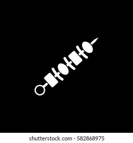 Shish kebab solid icon, food & drink elements, skewers sign, a filled pattern on a black background, eps 10.