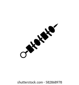 Shish kebab solid icon, food & drink elements, skewers sign, a filled pattern on a white background, eps 10.