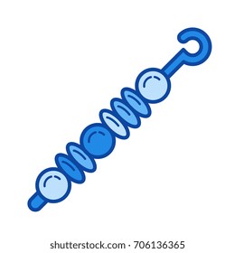 Shish kebab vector line icon isolated on white background. Shish kebab line icon for infographic, website or app. Blue icon designed on a grid system.