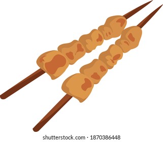 Shish taouk, illustration, vector on white background.