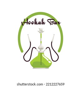 Logo o icono de la barra Shisha, ilustración vectorial plana aislada en fondo blanco. Dibujo de instrumentos de Hookah. Concepto de equipo de fumadores tradicional en el Oriente Medio.