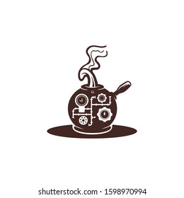 shisha bottle hookah steampunk logo vector