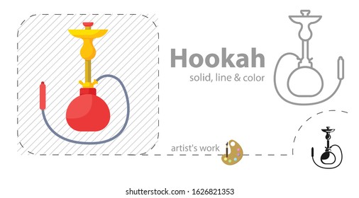 Shisha flat, solid, line icon