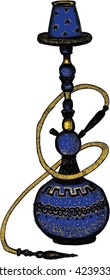 Shisha hand drawn blue yellow