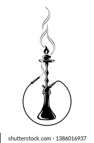 Shisha, hookah black silhouette. Illustration Vector hookah 