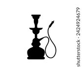 Shisha, hookah black silhouette. Vector hookah illustration isolated on white.