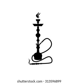 Shisha, hookah black silhouette. Vector hookah illustration isolated on white.