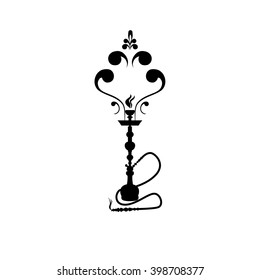 Shisha, hookah black silhouette. Vector hookah illustration isolated on white.