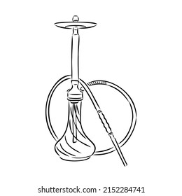 Shisha, hookah hand drawn doodle vector .Illustration isolated on chalkboard for hookah bar or lounge. vector illustration of hookah with smoking pipe, hubble bubble, oriental bar.