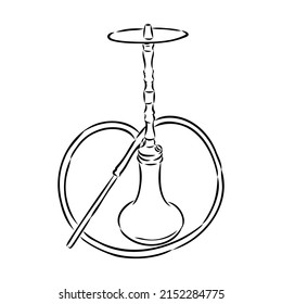 Shisha, hookah hand drawn doodle vector .Illustration isolated on chalkboard for hookah bar or lounge. vector illustration of hookah with smoking pipe, hubble bubble, oriental bar.