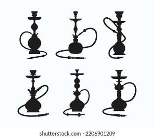 Shisha and Hookah Set Icons Logos Template