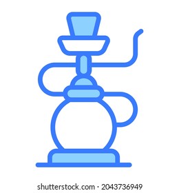 shisha hookah vector Blue outline icon. Hindu festival, Hindu celebration icon.