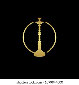 Shisha Tools Logo Design Vector In Gold Color On Black Background