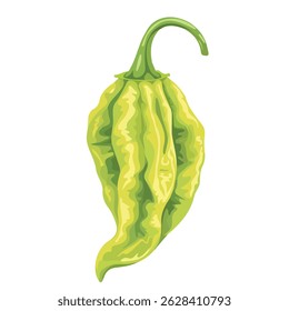 shishito pepper 2D flat vector illustration icon, isolated on a white background.