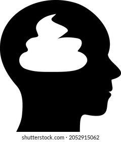 Icono del cerebro de mierda con estilo plano. Imagen aislada del icono del cerebro de la porción vectorial, estilo simple.
