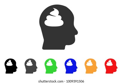 Shit Brain icon. Vector illustration style is a flat iconic shit brain symbol with gray, yellow, green, blue, red, black color variants. Designed for web and software interfaces.