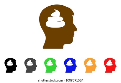 Shit Brains Head icon. Vector illustration style is a flat iconic shit brains head symbol with gray, , green, blue, red, black color versions. Designed for web and software interfaces.