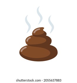 Shit cartoon icon. Vector design flat illustration. Excrement and smell. Isolated on white background.
