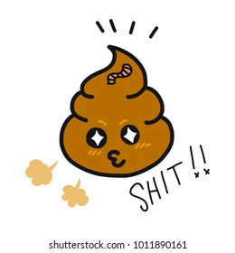 Shit cartoon vector illustration doodle style