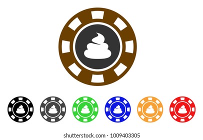 Shit Casino Chip icon. Vector illustration style is a flat iconic shit casino chip symbol with gray, yellow, green, blue, red, black color versions. Designed for web and software interfaces.