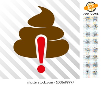 Shit Caution icon with 700 bonus bitcoin mining and blockchain icons. Vector illustration style is flat iconic symbols designed for cryptocurrency websites.