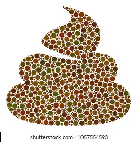 Shit collage of filled circles in different sizes and color tinges. Dots are combined into shit vector mosaic. Vector design concept.