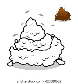 Shit coloring book. Turd in  linear style. Offensive piece of poop. Brown feces and crap. Excrement on white background