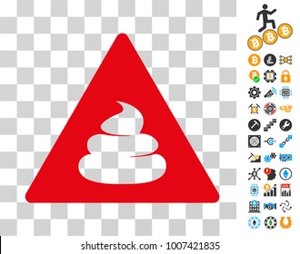 Shit Danger icon with bonus bitcoin mining and blockchain symbols. Vector illustration style is flat iconic symbols. Designed for bitcoin websites.