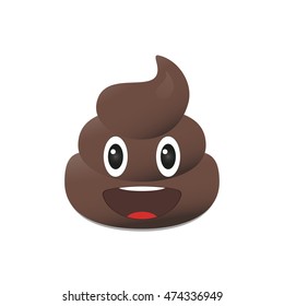 Shit Emoji. Poo Emoticons. Poop Emoji Face Isolated. 