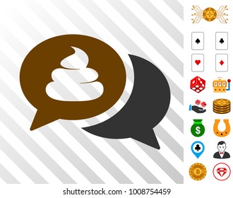 Shit Forum icon with bonus gamble icons. Vector illustration style is flat iconic symbols. Designed for casino websites.