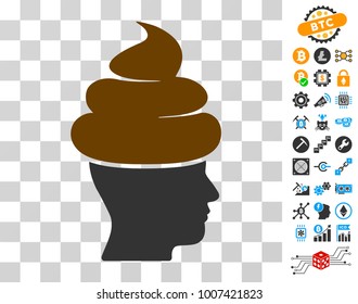 Shit Guy pictograph with bonus bitcoin mining and blockchain images. Vector illustration style is flat iconic symbols. Designed for cryptocurrency ui toolbars.