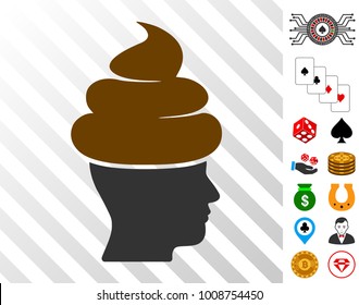 Shit Guy pictograph with bonus gamble graphic icons. Vector illustration style is flat iconic symbols. Designed for casino ui.