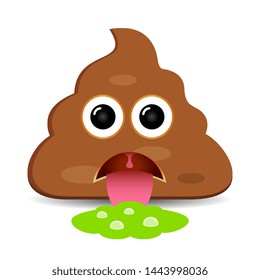 Shit happens vector icon isolated on white background, barfing emoji