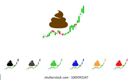 Shit Hyip Candle Chart icon. Vector illustration style is a flat iconic shit hyip candle chart symbol with grey, yellow, green, blue, red, black color variants.