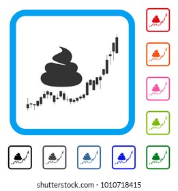 Shit Hyip Candle Chart icon. Flat gray pictogram symbol in a blue rounded rectangle. Black, gray, green, blue, red, orange color versions of shit hyip candle chart vector.