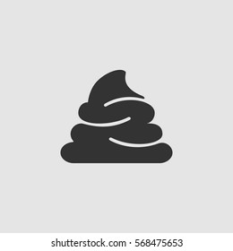 Shit icon flat. Black pictogram on grey background. Vector illustration symbol