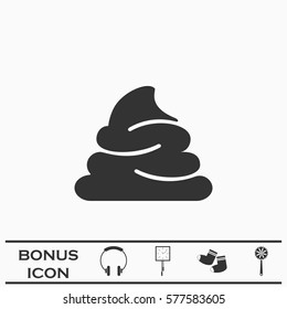 Shit icon flat. Black pictogram on white background. Vector illustration symbol and bonus button