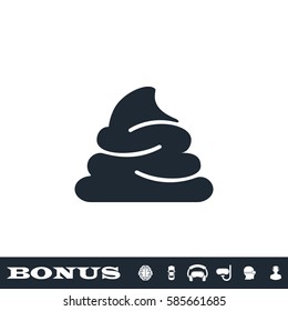 Shit icon flat. Black pictogram on white background. Vector illustration symbol and bonus button