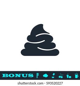 Shit icon flat. Black pictogram on white background. Vector illustration symbol and bonus button