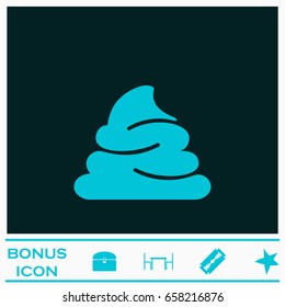 Shit icon flat. Blue pictogram on dark background. Vector illustration symbol and bonus icons