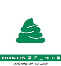 Shit icon flat. Green pictogram on white background. Vector illustration symbol and bonus button