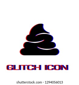 Shit icon flat. Simple pictogram - Glitch effect. Vector illustration symbol