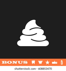 Shit icon flat. White pictogram on black background. Vector illustration symbol and bonus button tooth, vase, star, mirror, bottle